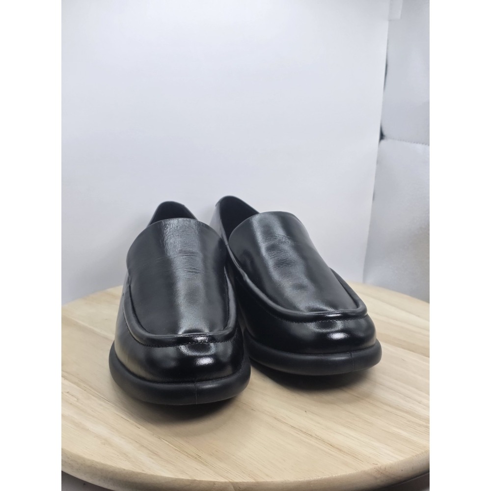 Womens Size 10 - Ecco Black Patent Leather Textile Loafer Flats Shoes - Picture 2 of 8